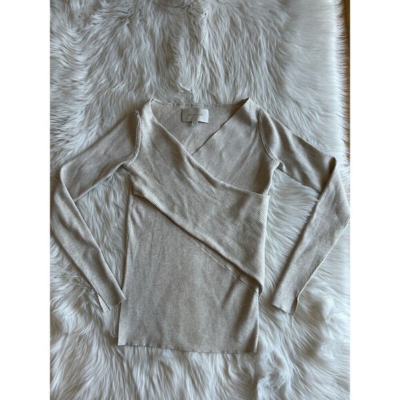 Brochu Walker Sweaters - Brochu Walker Women’s Size Small Beige Sweater Crossover Wrap Top Career
